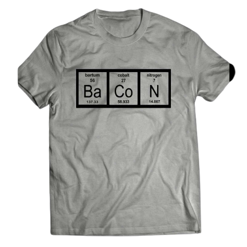 FUNNY SCIENCE PERIODIC TABLE CHEMISTRY OF BACON SHIRT