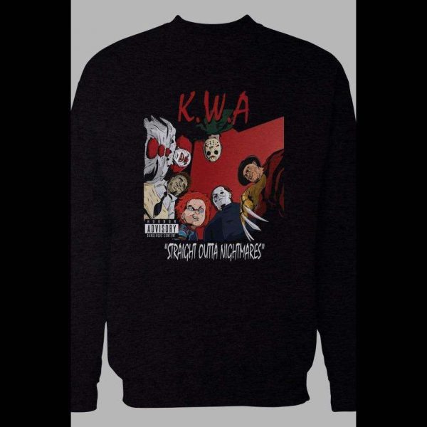 K.W.A. STRAIGHT OUTTA NIGHTMARES NWA PARODY WINTER PULL OVER SWEATSHIRT