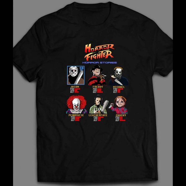 HORROR FIGHTER RETRO VIDEO GAME PARODY HALLOWEEN SHIRT
