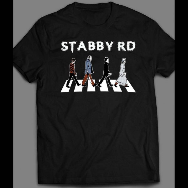 HORROR MOVIE SERIAL KILLERS ABBEY RD PARODY "STABBY RD" HALLOWEEN SHIRT