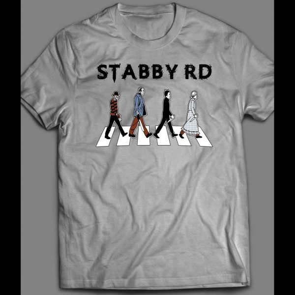 HORROR MOVIE SERIAL KILLERS ABBEY RD PARODY "STABBY RD" HALLOWEEN SHIRT