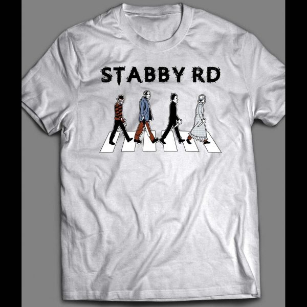 HORROR MOVIE SERIAL KILLERS ABBEY RD PARODY "STABBY RD" HALLOWEEN SHIRT