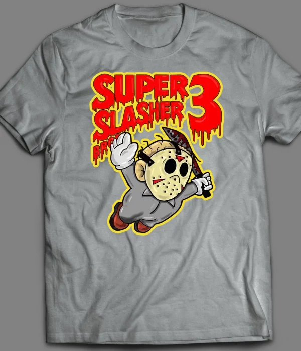 FRIDAY THE 13TH X SUPER SLASHER BROS 3 RETRO GAME PARODY HALLOWEEN SHIRT