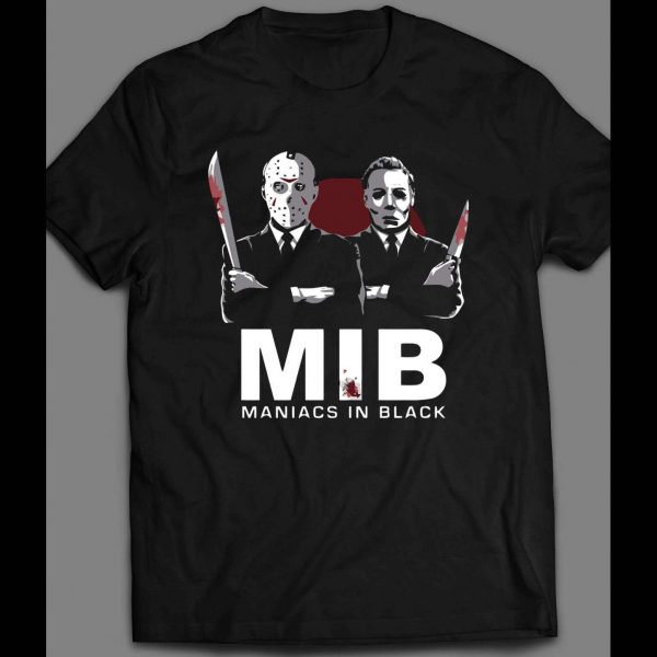 JASON X MYERS MANIACS IN BLACK "MIB" PARODY HALLOWEEN SHIRT