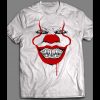 EVIL CLOWN PENNYWISE GRINNING FACE FRONT PRINT HALLOWEEN SHIRT