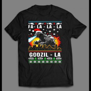RETRO STYLE FA-LA-LA-LA GODZILLA MOVIE OLDSKOOL CHRISTMAS SHIRT