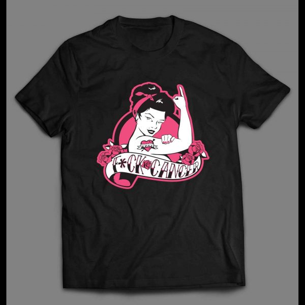 F-CANCER TATTOO GIRL HIGH QUALITY FRONT PRINT SHIRT