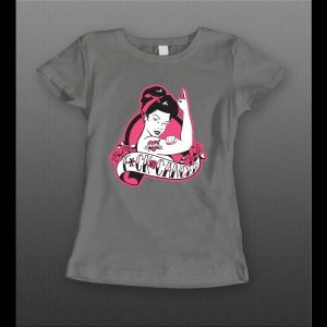 LADIES F-CANCER TATTOO GIRL HIGH QUALITY FRONT PRINT SHIRT