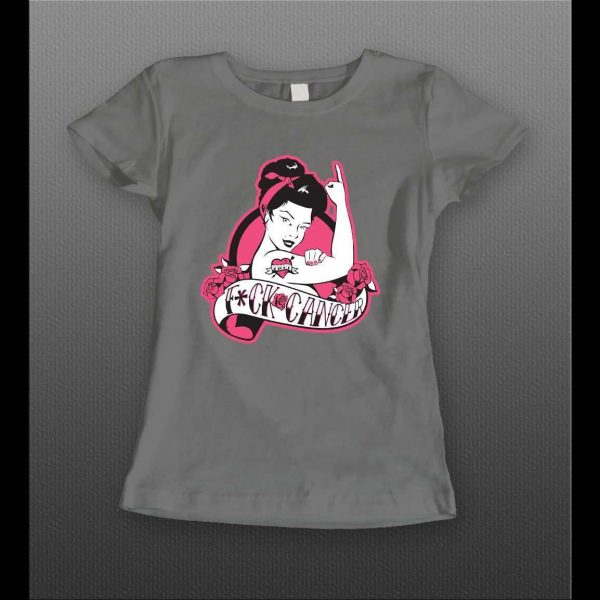 LADIES F-CANCER TATTOO GIRL HIGH QUALITY FRONT PRINT SHIRT