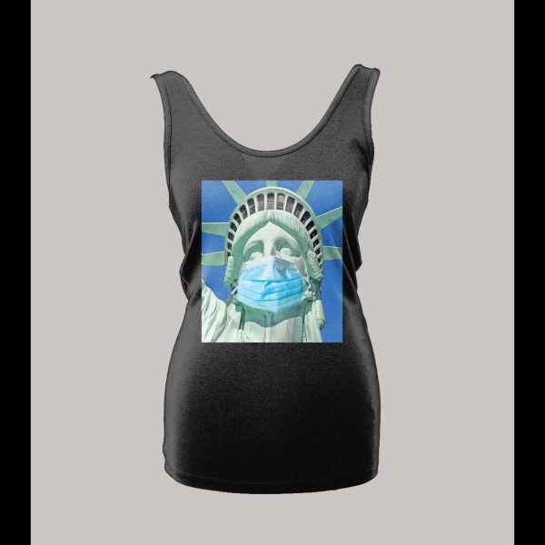 LADIES STYLE STATUE OF LIBERTY WEARING MASK PANDEMIC SHIRT