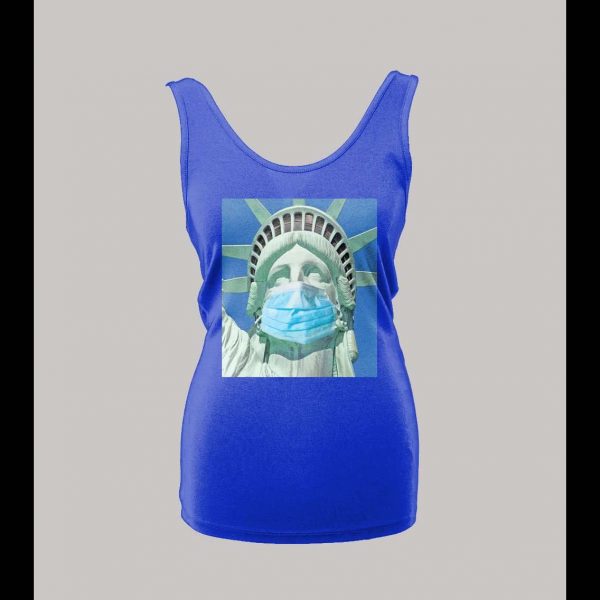 LADIES STYLE STATUE OF LIBERTY WEARING MASK PANDEMIC SHIRT