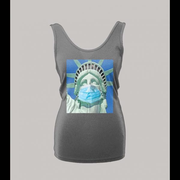 LADIES STYLE STATUE OF LIBERTY WEARING MASK PANDEMIC SHIRT