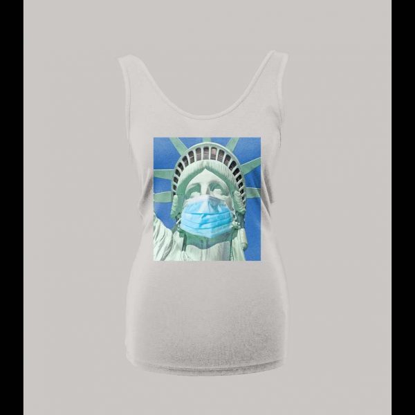 LADIES STYLE STATUE OF LIBERTY WEARING MASK PANDEMIC SHIRT