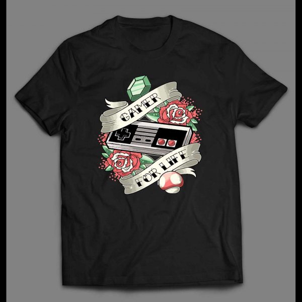 VINTAGE STYLE GAMER FOR LIFE GAMER SHIRT