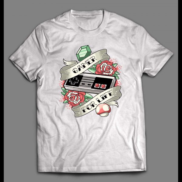 VINTAGE STYLE GAMER FOR LIFE GAMER SHIRT