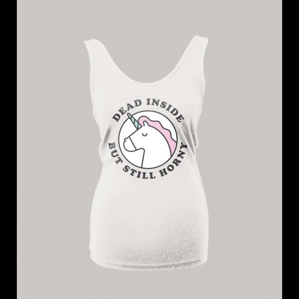 HORNY UNICORN ADULT HUMOR LADIES TANK TOP