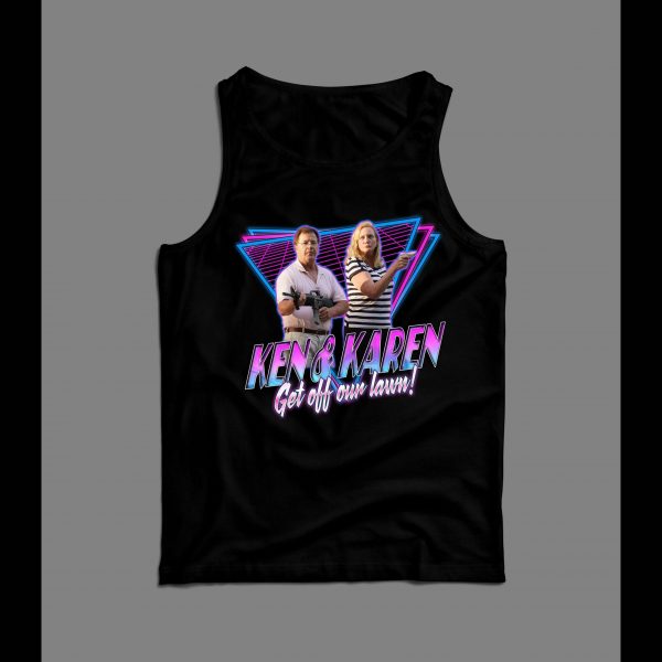 1980s RETRO STYLE KEN AND KAREN GET OFF OUR LAWN MEN'S TANK TOP