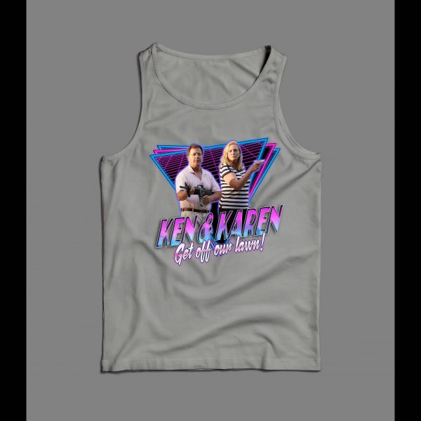 1980s RETRO STYLE KEN AND KAREN GET OFF OUR LAWN MEN'S TANK TOP