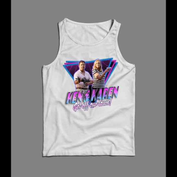 1980s RETRO STYLE KEN AND KAREN GET OFF OUR LAWN MEN'S TANK TOP