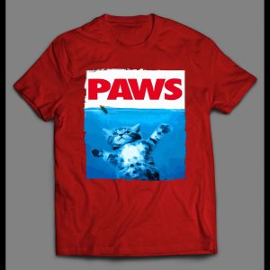 SHARK MOVIE PARODY "PAWS" OLDSKOOL ART SHIRT
