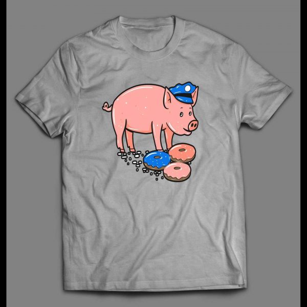 PIG COP EATING DONUT DEFUND THE POLICE POPO SHIRT