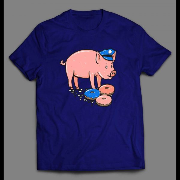 PIG COP EATING DONUT DEFUND THE POLICE POPO SHIRT
