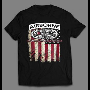 MILITARY AIRBORNE PARATROOPER AMERICAN FLAG 4TH OF JULY SHIRT