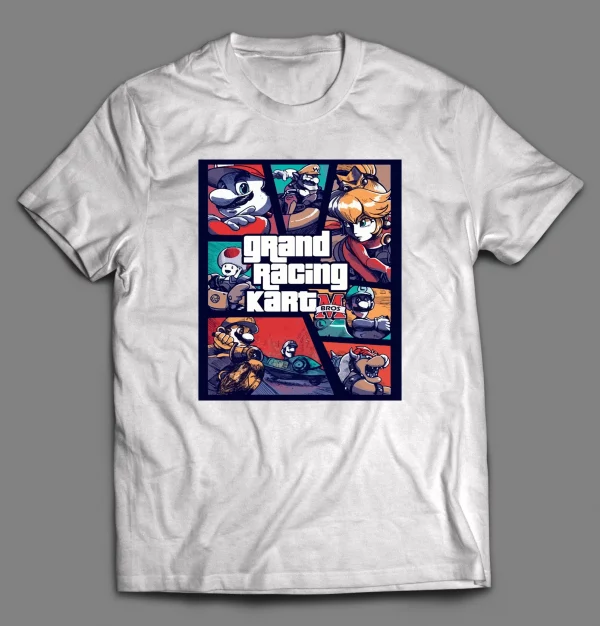 VIDEO GAME MASHUP PARODY GRAND RACING CART SHIRT