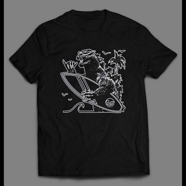 SURFING GODZILLA HIGH QUALITY SUMMER BEACH MEN'S SHIRT