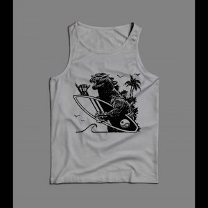 SURFING GODZILLA HIGH QUALITY SUMMER BEACH MEN'S TANK TOP