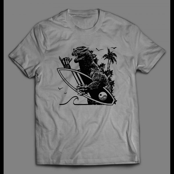 SURFING GODZILLA HIGH QUALITY SUMMER BEACH MEN'S SHIRT