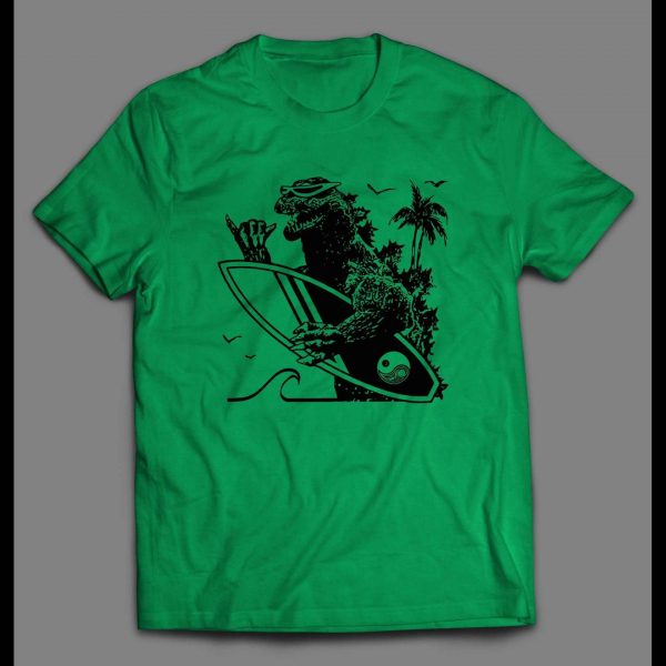 SURFING GODZILLA HIGH QUALITY SUMMER BEACH MEN'S SHIRT