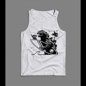 SURFING GODZILLA HIGH QUALITY SUMMER BEACH MEN'S TANK TOP
