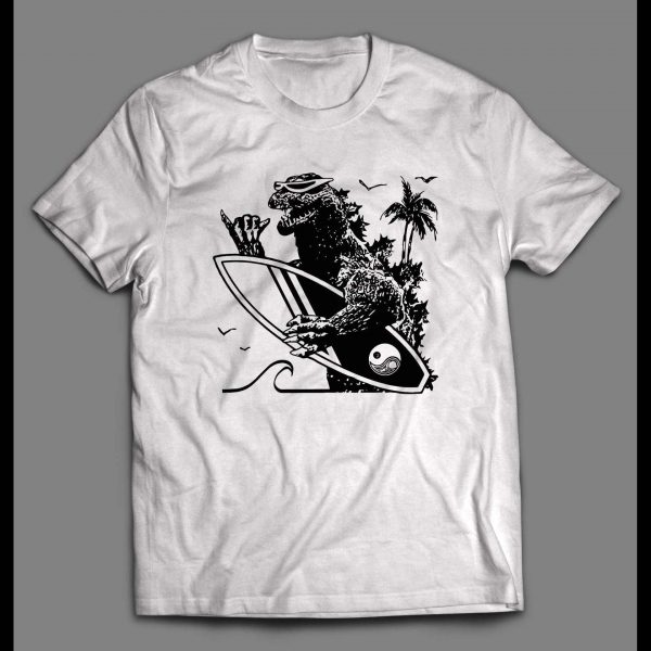 SURFING GODZILLA HIGH QUALITY SUMMER BEACH MEN'S SHIRT