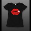 SEXY KISSING LIPS LADIES WEED THEMED SHIRT