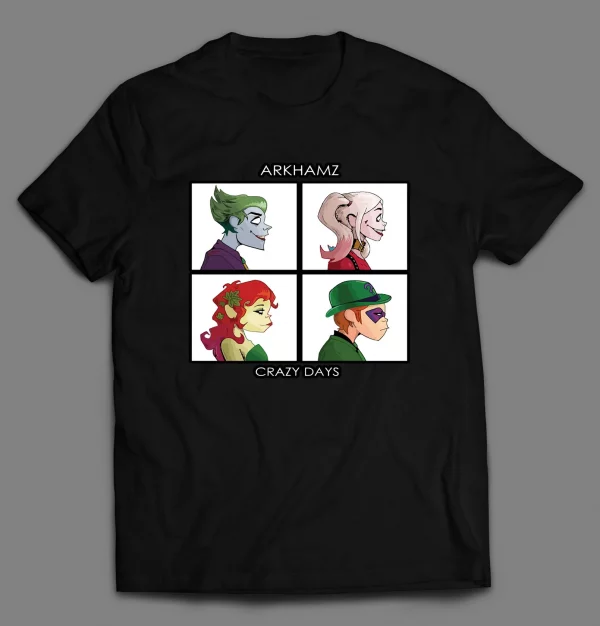 ARKHAMZ CRAZY DAYS COMIC BOOK VILLAINS SHIRT