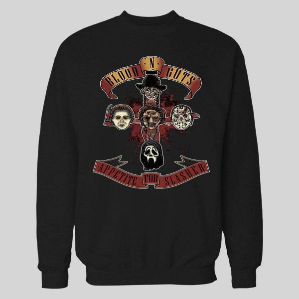 HALLOWEEN BLOOD N GUTS ROCK BAND PARODY WINTER HOODIE / SWEATSHIRT