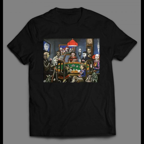 HORROR MOVIE KILLERS GAME OF POKER PAINTING HALLOWEEN SHIRT