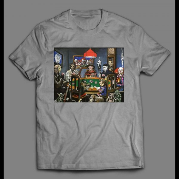 HORROR MOVIE KILLERS GAME OF POKER PAINTING HALLOWEEN SHIRT