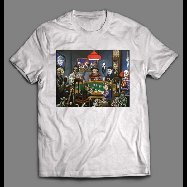 HORROR MOVIE KILLERS GAME OF POKER PAINTING HALLOWEEN SHIRT