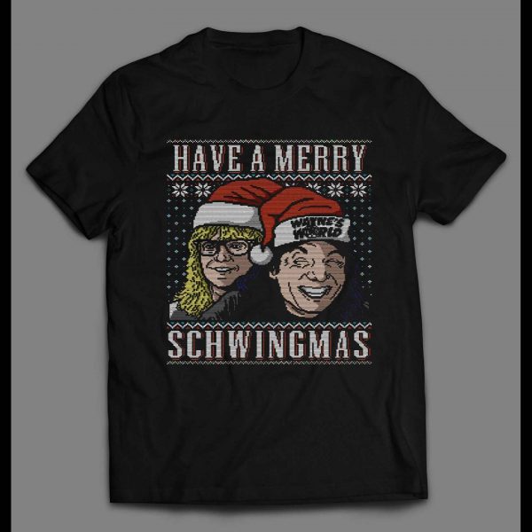 WAYNES WORLD MERRY SCHWINGMAS CHRISTMAS MEN'S SHIRT