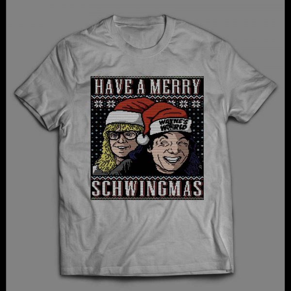 WAYNES WORLD MERRY SCHWINGMAS CHRISTMAS MEN'S SHIRT