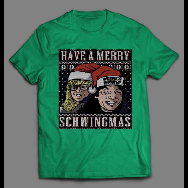 WAYNES WORLD MERRY SCHWINGMAS CHRISTMAS MEN'S SHIRT