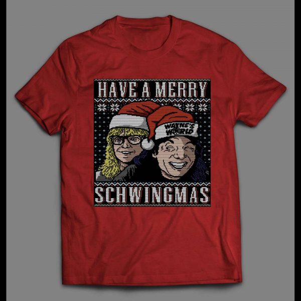 WAYNES WORLD MERRY SCHWINGMAS CHRISTMAS MEN'S SHIRT