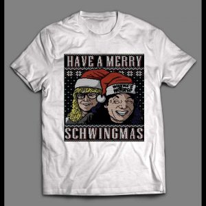 WAYNES WORLD MERRY SCHWINGMAS CHRISTMAS MEN'S SHIRT