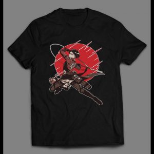 ATTACK ON TITAN CAPTAIN LEVI RED SUN ANIME HIGH QUALITY SHIRT