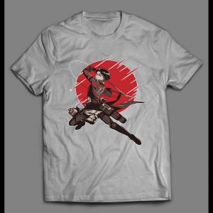 ATTACK ON TITAN CAPTAIN LEVI RED SUN ANIME HIGH QUALITY SHIRT