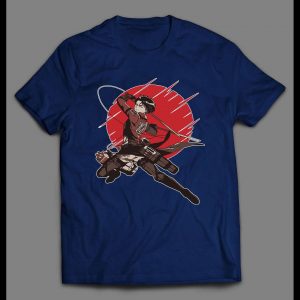 ATTACK ON TITAN CAPTAIN LEVI RED SUN ANIME HIGH QUALITY SHIRT