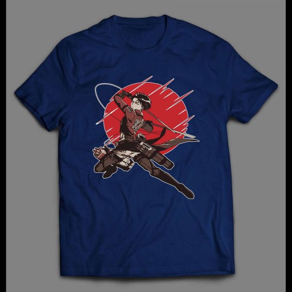ATTACK ON TITAN CAPTAIN LEVI RED SUN ANIME HIGH QUALITY SHIRT ATTACK ON TITAN CAPTAIN LEVI RED SUN ANIME HIGH QUALITY SHIRT