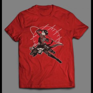 ATTACK ON TITAN CAPTAIN LEVI RED SUN ANIME HIGH QUALITY SHIRT